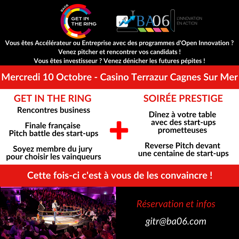 MagStart's tweet photo. Accélérateurs, programmes d’open innovation, investisseurs, grands groupes, PME :
Faites comme @CCIcotedazur et rejoignez l'aventure #GITRBA06 et la Soirée Prestige du Mercredi 10 Octobre !
Infos et inscription : gitr@ba06.com - https://t.co/DryDElIvAj https://t.co/6JreBAsIVr