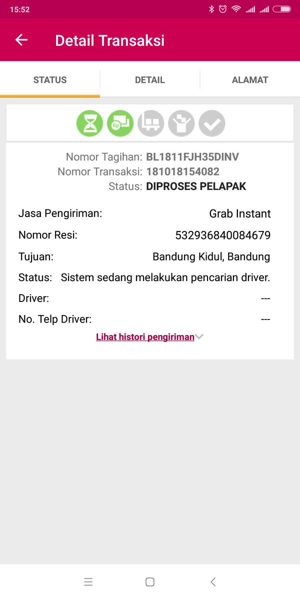 ddielaskar69's tweet photo. @BukaBantuan transaksi masih searching driver dah ngambil barang gimana ini sistem https://t.co/vUOttmjcJA
