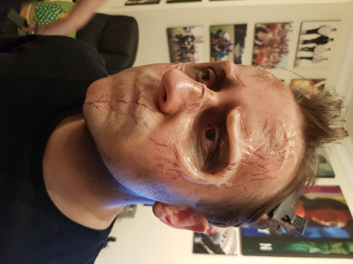 Landa_Pictures's tweet photo. Day's of work went into about 10 seconds of final film... Now that's dedication! I think Livvy enjoyed the peace and quiet after covering Shanes mouth for a while ;) #Precognition #Landa #Sci-Fi #Action #Makeup #SFX #Amazon #Prime #Countdown https://t.co/Er9UbtFalH