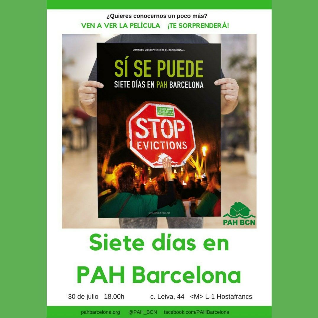 Todo es posible gracias al trabajo diario de todas vosotras, no es una despedida, es un...hasta el 27 de agosto y hoy lunes 30 de julio, a las 18h, celebraremos este merecido descanso en el espacio 😊 #BienvenidaPahBcn con el pase de la peli #7DíasEnPahBcn 

¡Gracias comPAHs 💚!