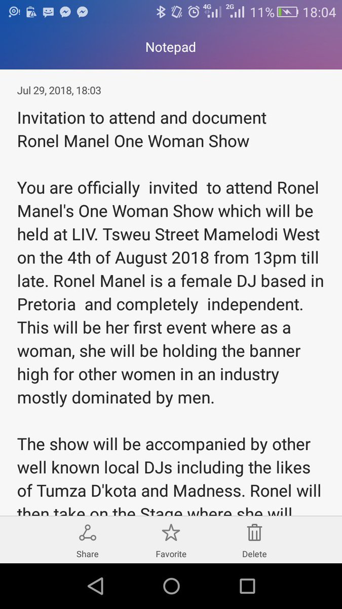 DJ_Ronel_Manel's tweet photo. @leratokganyago
please support Female Djs
Can I please get a 5mins CALL INTERVIEW JUST TO SHOWCASE MYSELF AS AN UPCOMING FEMALE DJ
#SupportFemaleDjs #GirlTalkZA #GirlsTalkZA #GirlPower #GirlzTalkZa #GirlTalkZA #InternationalFriendshipDay #MondayMorning #PowerTV #TheRemixSA https://t.co/9FwYxg2rMU