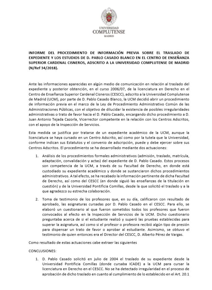 elindepcom's tweet photo. La Complutense archiva el expediente por la ‘licenciatura exprés’ de Pablo Casado. No ve irregularidades en el hecho de que el hoy presidente del PP aprobara 12 asignaturas de Derecho en 4 meses. Puedes ver el informe completo desde el siguiente enlace: ➡ https://t.co/Q1BZP8aGoY https://t.co/yG2sbU7gSg