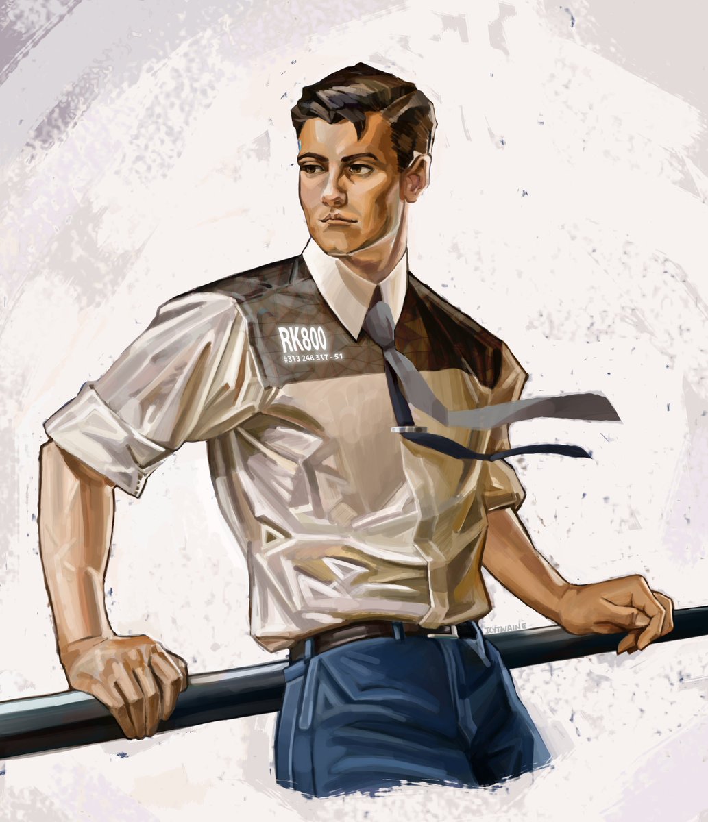 icytwaine's tweet photo. Thought I'd practice @JC_Leyendecker 's style and I ended up doing some #DetroitBecomeHuman fanart, I absoutely love the way Leyendecker does hair, and the blobs of color for shadows and highlights! #masterscopy https://t.co/Sg2UrKmx50