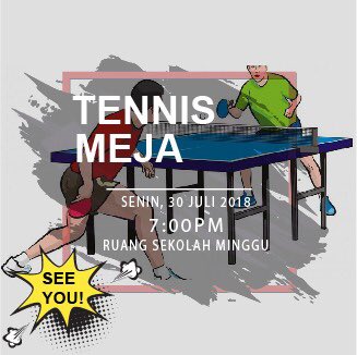 NHKBP_TPT's tweet photo. Shallom teman2, 
Hari ini ada kegiatan tennis meja jam 7 malam di ruang sekolah minggu. Yuk mari pada dateng yaaaaa, ditunggu kedatangannya 😊. 
Terima kasih 🙏 
GBU😇 https://t.co/s01GE3CTMg