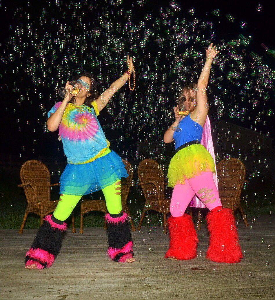FaceCandySFX's tweet photo. Who says we’re too old to put on our kids clothes and have a bubble dance party...... we just added wine. #GISH #NeverTooOld https://t.co/Hpk2PYQfpj