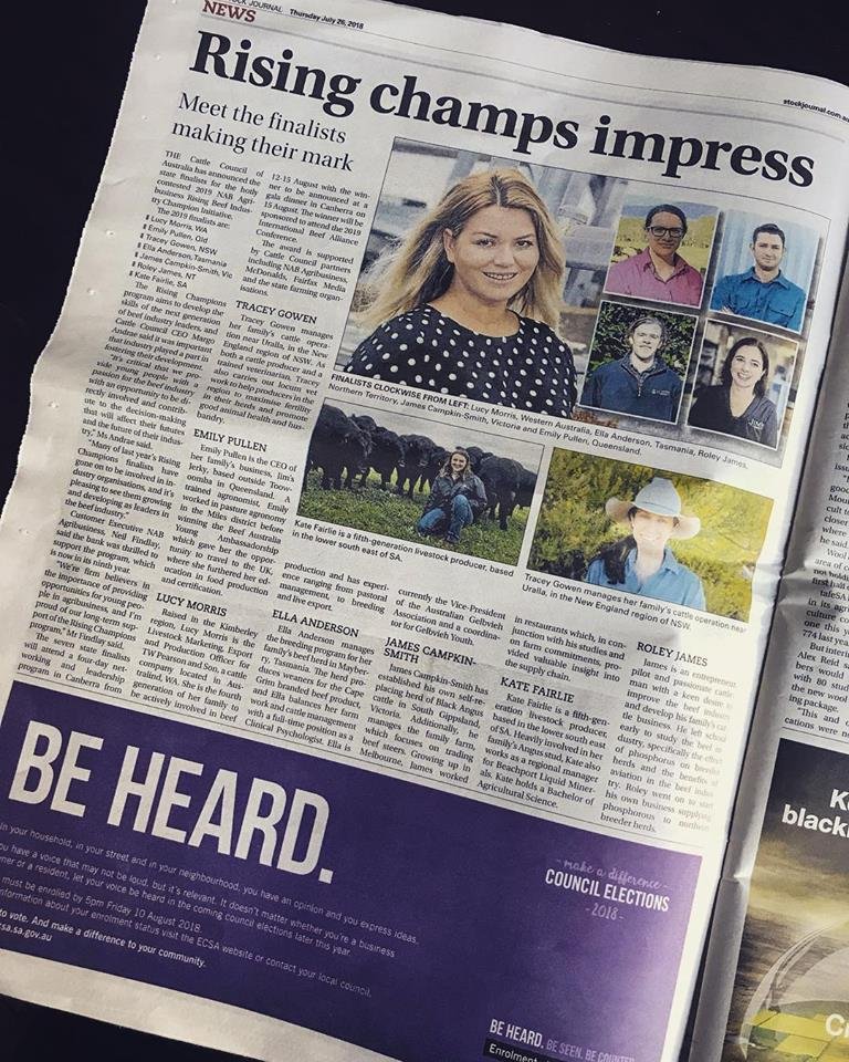 Thank you everyone for your messages over the weekend. 
Can not wait to head to Canberra in a few weeks time and be a part of this initiative. 
#NAB  #risingchampions @cattlecouncilau <a href="/Livestock_SA/">Livestock SA</a>