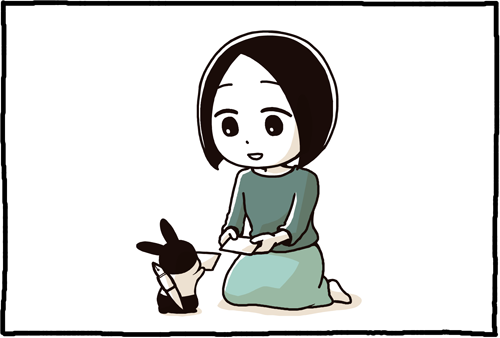 GBちゃんがバンチ編集部の様子をレポートしてるの、ちょっと広報みたいだなと思ってたところに今月の #がりバンチ でGBちゃんのサイズを知って、私の頭の中で行われた名刺交換の図がこちらになります。 