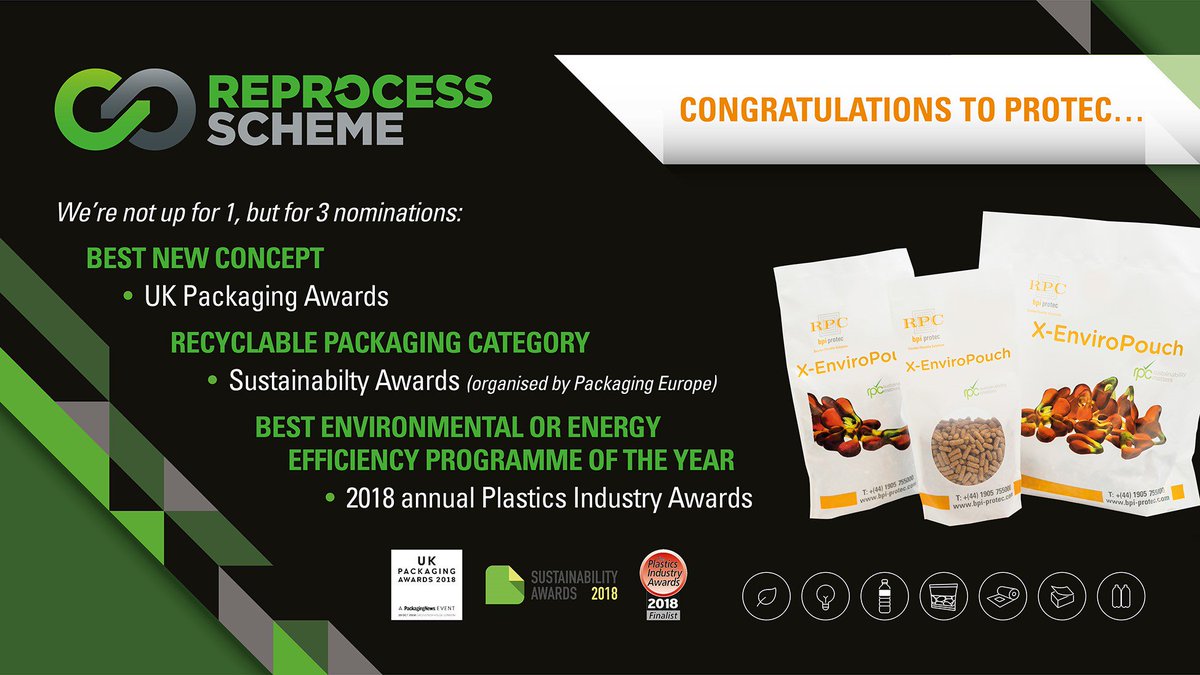 Fantastic news for RPC bpi protec - a trio of award nominations! We pride ourselves on developing the most innovative and sustainable solutions for our customers in a safe and inspiring environment... 'Smarter Flexible Solutions' #plasticawards #sustainability