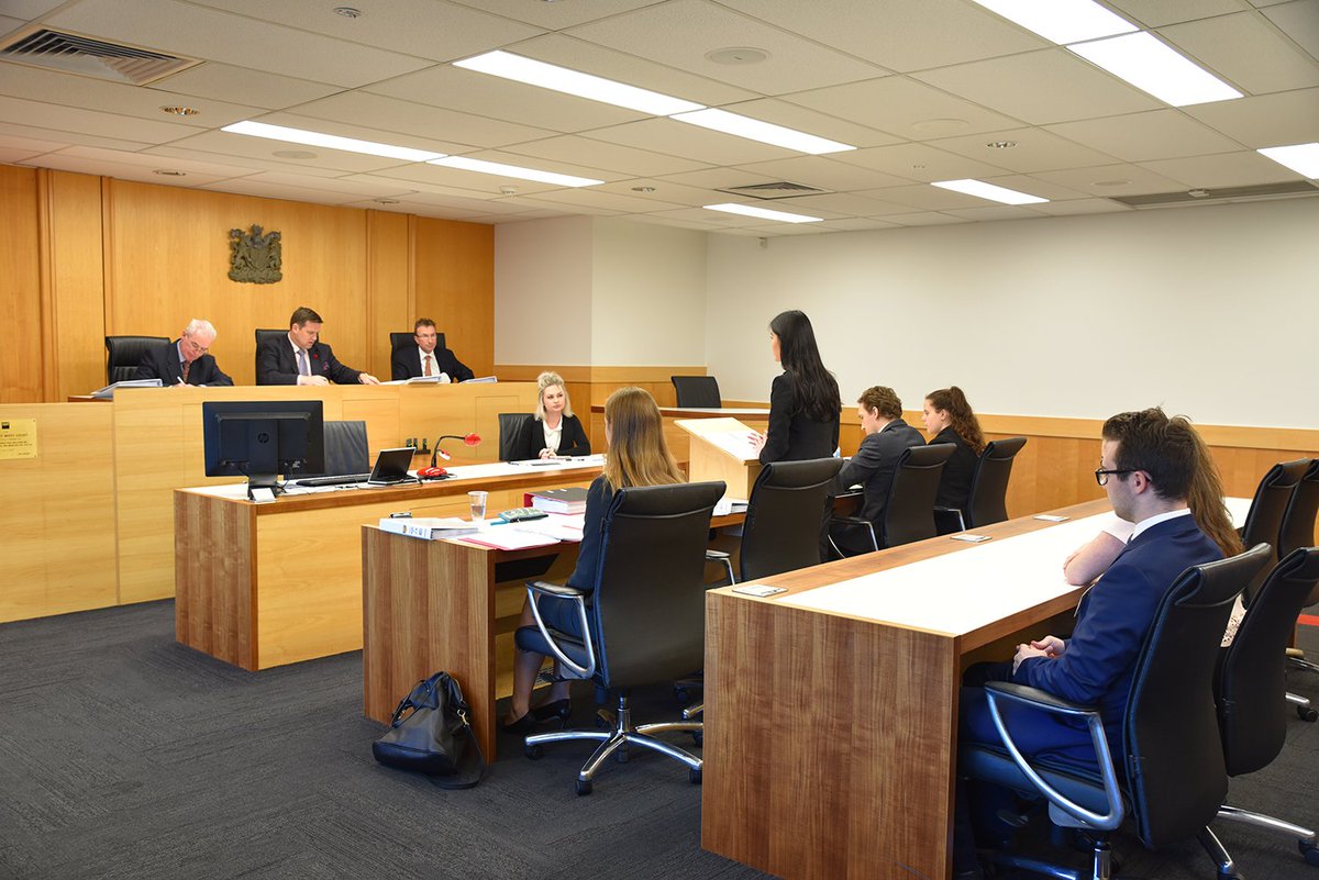 qutlaw's tweet photo. The first team opens their case during the 2018 QUT Torts Moot Competition #qutlaw #mooter #lawyered #realworld #QUTtortsmoot2018 https://t.co/Po9qYm52YU