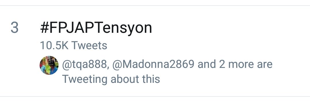 safersmf's tweet photo. Now on 3rd spot. Keep on tweeting ❤️ #FPJAPTensyon # https://t.co/UM0J0Ukgoe