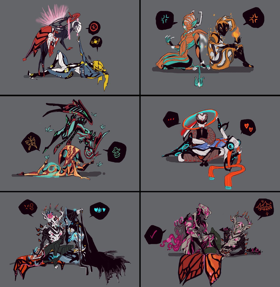 tbgkaru's tweet photo. for those interested, i have bunch of other warframe art that i will post in a thread here (please dont mind how unfitting the chibi duos are, i made those when i was starting with warframe and would pair them all differently now) https://t.co/vq17HRtQjD