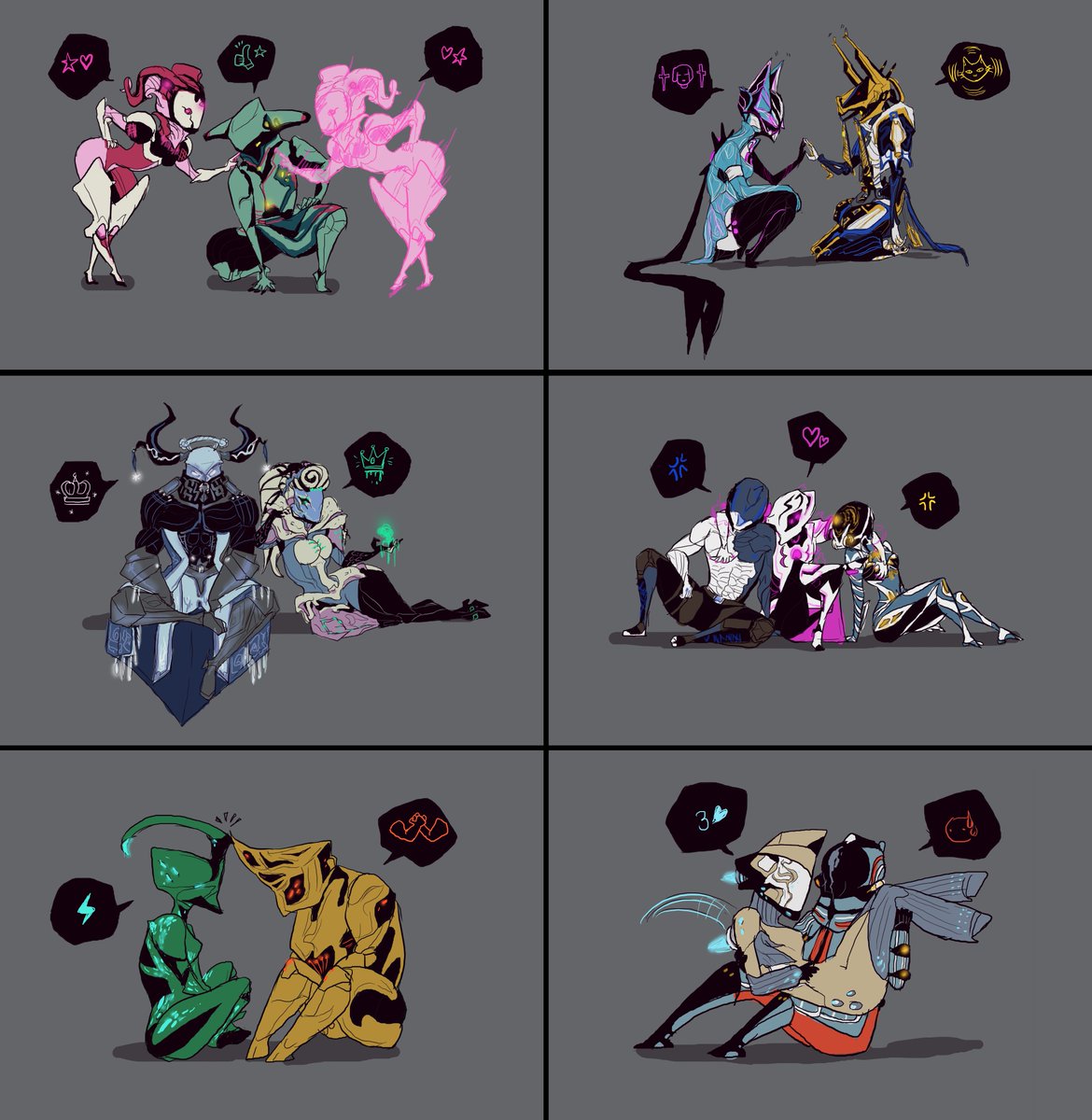 tbgkaru's tweet photo. for those interested, i have bunch of other warframe art that i will post in a thread here (please dont mind how unfitting the chibi duos are, i made those when i was starting with warframe and would pair them all differently now) https://t.co/vq17HRtQjD