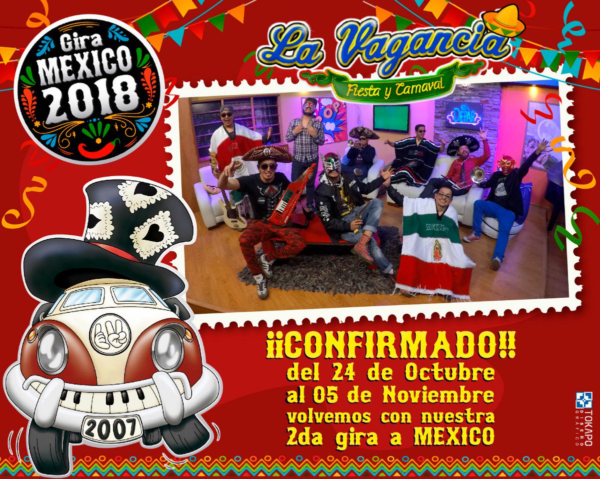 LaVaganciaec's tweet photo. Ya es oficial!!
Volvemos al lindo @Mexico #Mexico #MX próximamente cuidades y horarios!!
#Octubre
#Noviembre
#2018
#LaBandaDeLaAlegria
🤟😎🎩
🇲🇽 https://t.co/PzVAKQFqn9