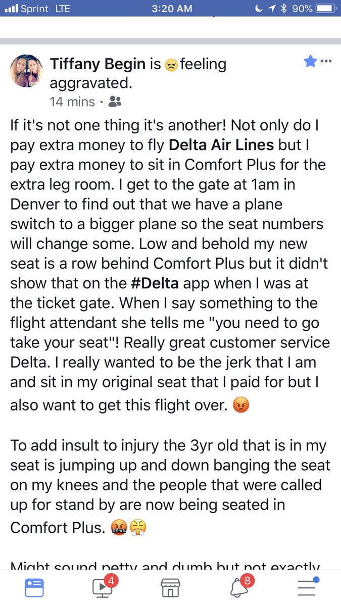 suzbegin's tweet photo. @DeltaAssist  my daughter is on here way to a funeral in ATL... please make the pay difference right https://t.co/St6pMPzwPE