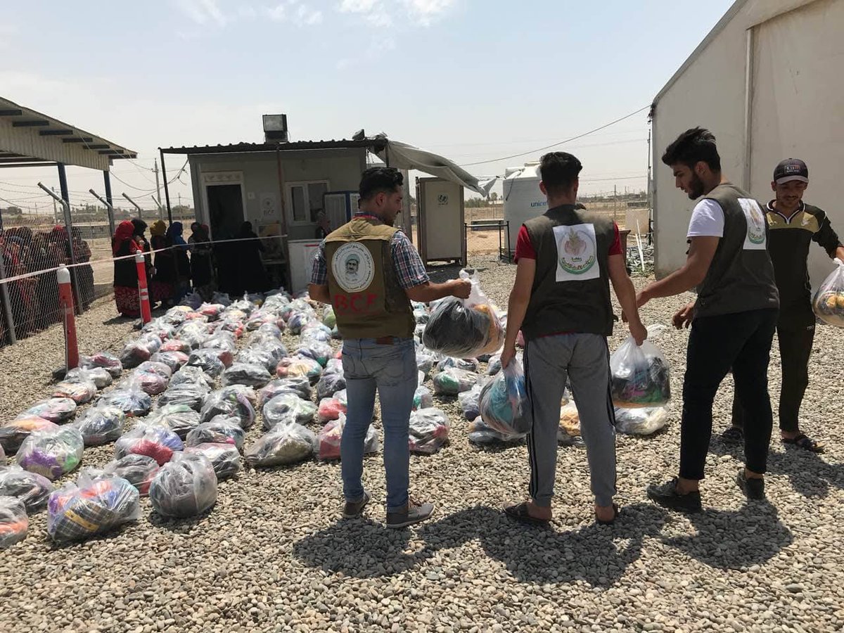 BarzaniCF's tweet photo. On July 29, 2018, #BCF management staff at #Debaga-2 camp, distributed 200 bags of clothes, provided by Forearms of Hope Organization, to 185 Iraqi displaced families settled in the camp. https://t.co/YowQQ5h3qD