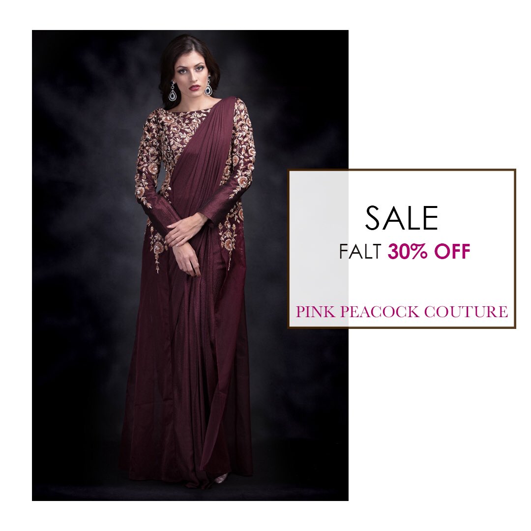 GET THE LOOK at flat 30% off! Beautiful burgundy embroidered jacket saree with rose gold heavy embroidery.
.
.
#MasumiMewawalla #PinkPeacockCouture #fashion #fashiondesigner #designerwear  #weddingsutra #weddingplz #zowed #wedmegood #weddingbuzz #wedwise #shaadiwish