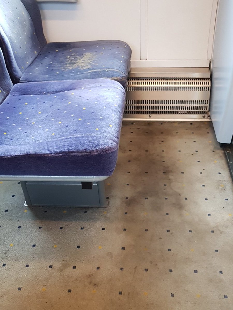 #londonnorthwestern railway. Quite possibly the most disgusting train carriages . Whole train is contaminated with filth. Chairs are falling apart. Paid £40 to sit in dirt.