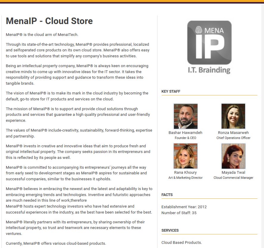 MediaScopeLLC's tweet photo. Visit #MenaIP profile in #WhosWhoinJordanICT 2018 published by #MediaScope, in cooperation with @intajICTJO, including profiles of 67 #IT #Software #Telecom companies & a complete listing of all #ICT sector companies in #Jordan. https://t.co/yGjBOfMmWy https://t.co/bgQO98NUc9