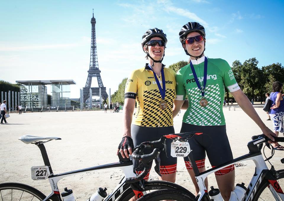RosamundB's tweet photo. 530km from London to Paris completed, despite the hot weather and Eurotunnel delays! @mathildepauls won the GC sections, and I won all of the climbs. #builtbytheride #scottbikes #wearethreo #sigmasports #fizik_road_shoes 
@sigmasports @bikeonscott @fizikofficial @wearethreo https://t.co/nPabSeIyCW