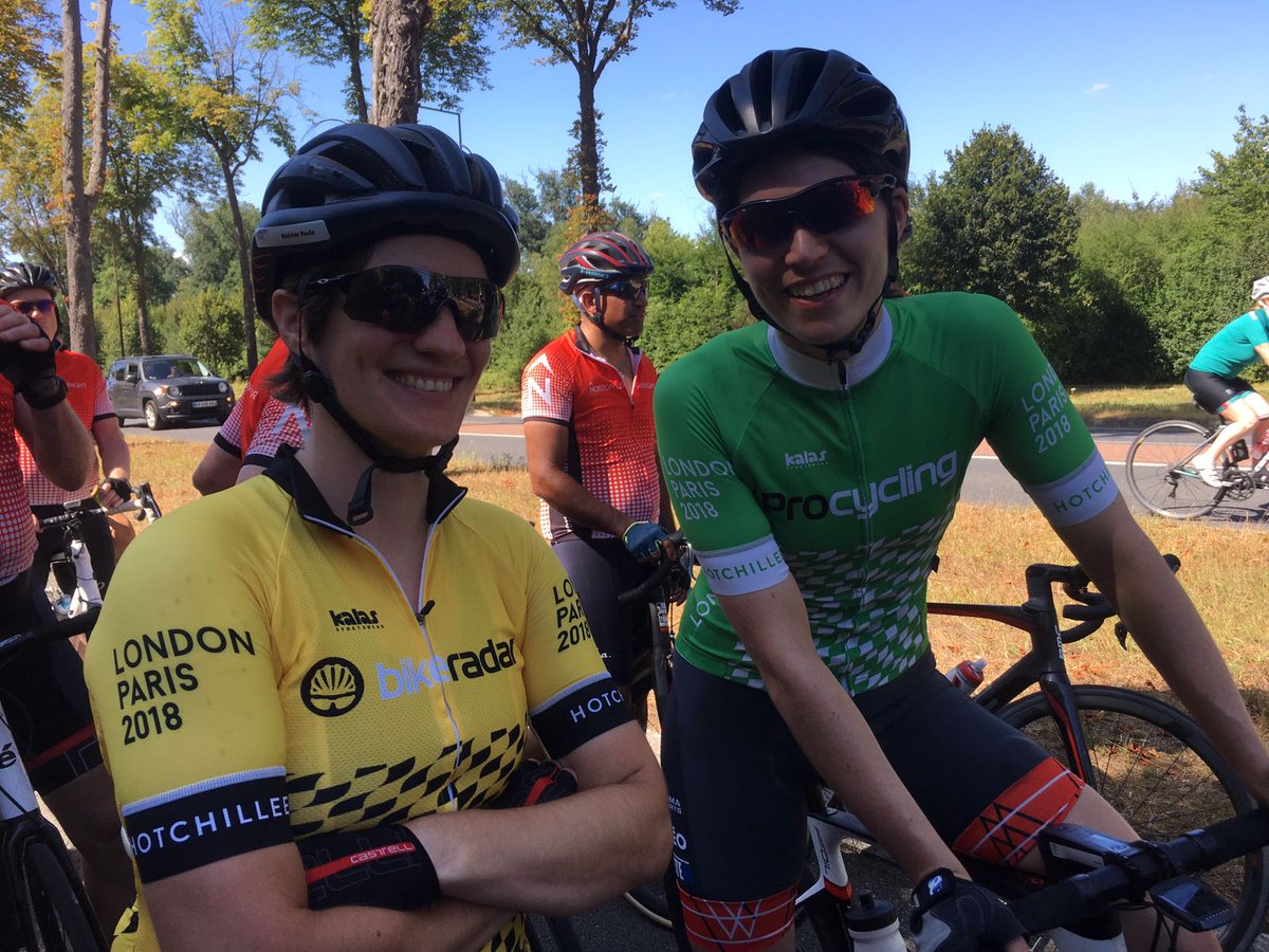 RosamundB's tweet photo. 530km from London to Paris completed, despite the hot weather and Eurotunnel delays! @mathildepauls won the GC sections, and I won all of the climbs. #builtbytheride #scottbikes #wearethreo #sigmasports #fizik_road_shoes 
@sigmasports @bikeonscott @fizikofficial @wearethreo https://t.co/nPabSeIyCW
