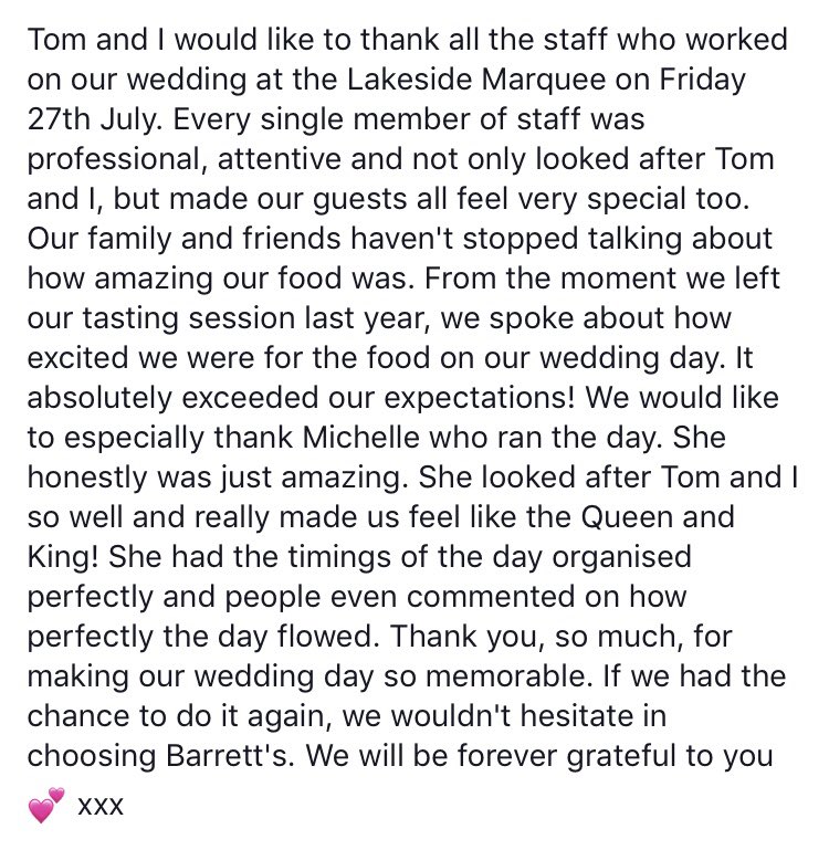 Amazing feedback from a lovely bride and groom this weekend! <a href="/Thornton_Manor/">Thornton Manor</a>