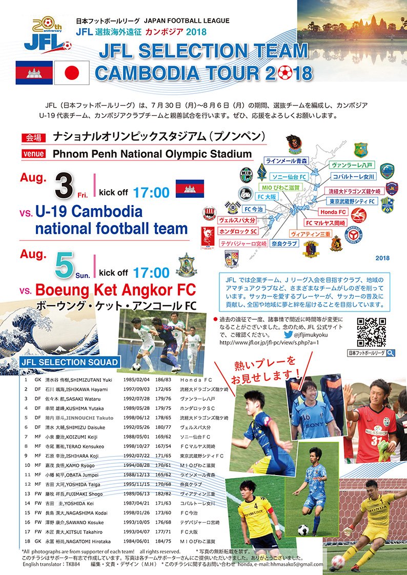 Jfl選抜 カンボジア遠征 1 Vs U 19カンボジア代表 Jfl コミュサカ Togetter