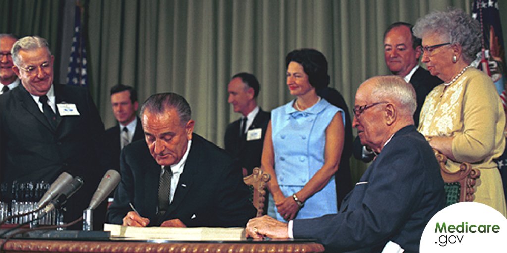 MedicareGov's tweet photo. 53 years ago today, President Lyndon B. Johnson signed the #Medicare bill into law and presented President Harry S. Truman with the first Medicare card. This year, everyone with Medicare is getting a new, more secure Medicare card. #NewMedicareCard https://t.co/wBRmwpZxmS https://t.co/y6kfr1lCzQ