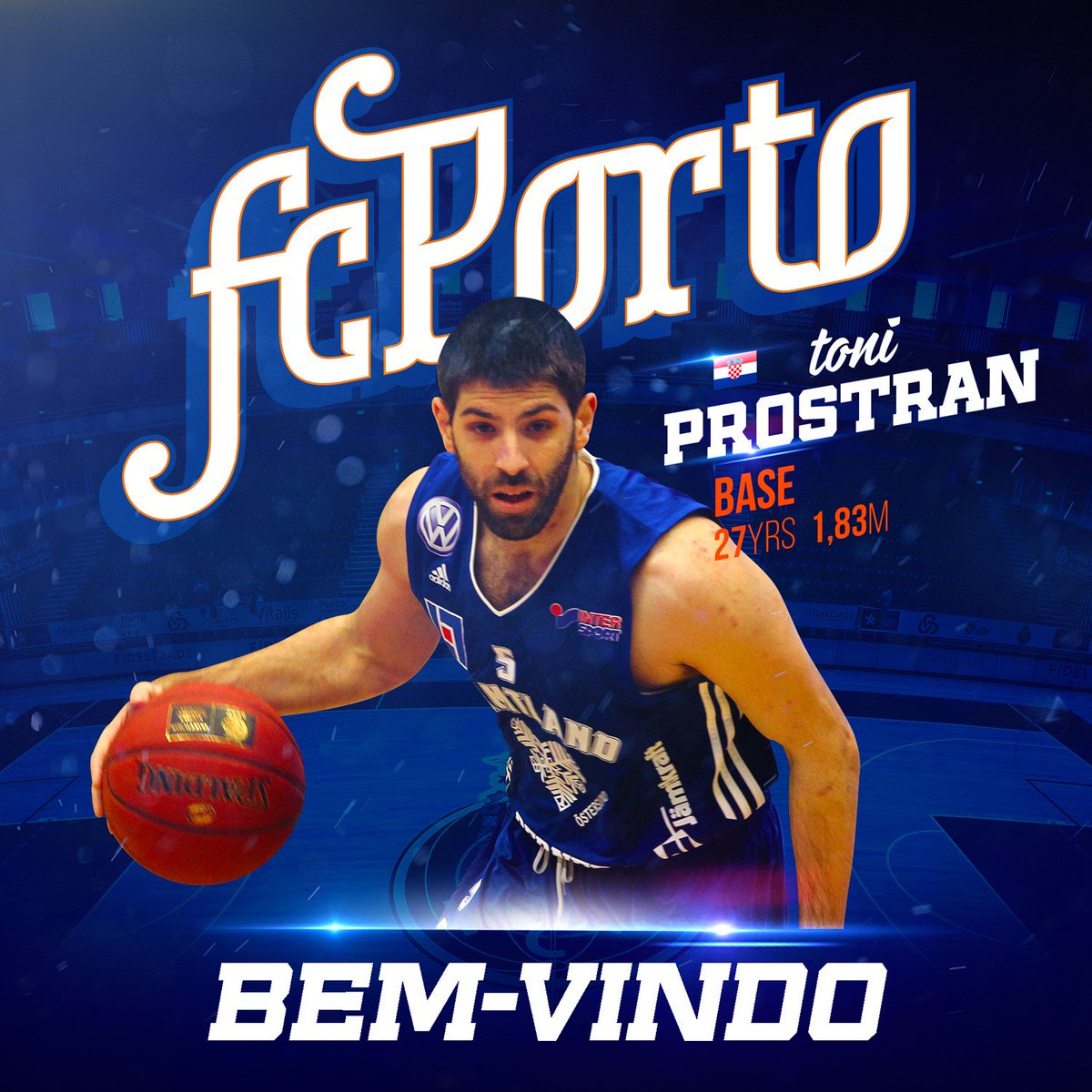 FCPorto's tweet photo. 🏀 Toni Prostran é reforço para a nossa equipa de Basquetebol
🔵⚪Bem-vindo! Welcome! 
#FCPorto #FCPortoBasquetebol #Basquetebol #FCPortoSports https://t.co/zx8pd9QQnW