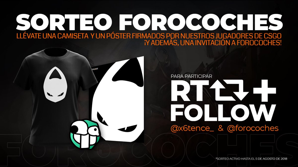 x6tence's tweet photo. ¡¡Sorteo junto a @forocoches entre nuestros seguidores!! 👽🧡

🔸Camiseta + póster firmados
🔸Invitación a @forocoches

🔁 RT para participar 🔁 

Tenéis hasta final de semana, ¡mucha suerte! 👊🏻🤙🏻 https://t.co/Xmw8GyLV9m