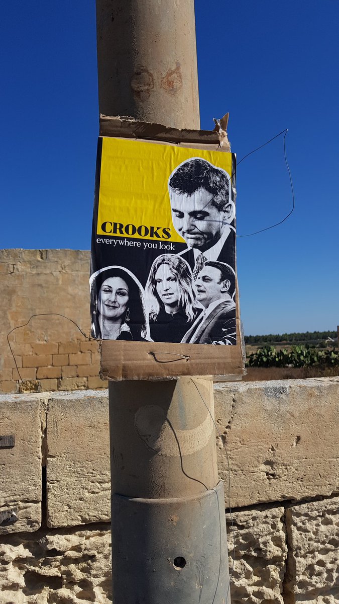 Stephenpeebee's tweet photo. I was terribly distracted by these posters on the road this morning, &amp; not a sweaty angry Planning Authority enforcement official in sight to remove this hazard. Still awaiting instructions @pa_malta? @SimonBusuttil @DavidCasaMEP @MariaEfimova7 #DaphneCaruanaGalizia #StateCapture https://t.co/NCDmPe0sgs