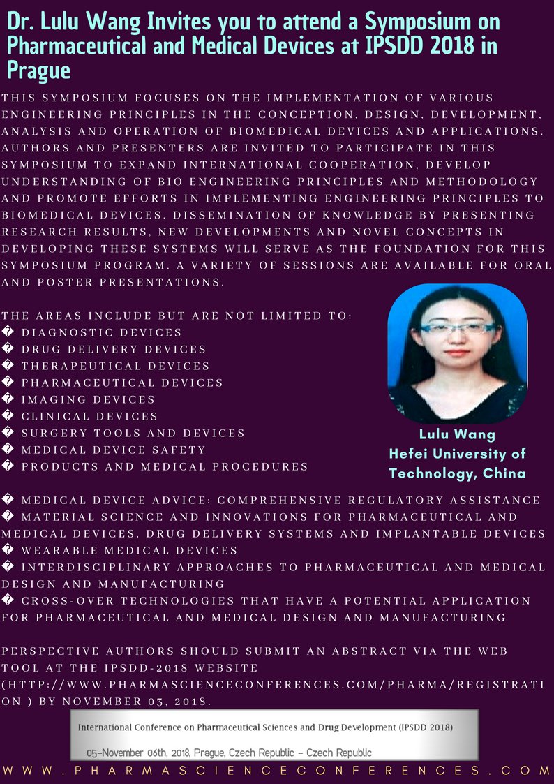 mohammed_tawwab's tweet image. Symposia on Pharmaceutical and Medical Devices @abbvie @IrishPharmacy @Pharmaceutical @EIPGeu  @ExLPharma @UWCVI @Biotech_Spain @Telstar_Group @VistaGen @HRI_UL  @Roche  @biogen @bruker   @ConneKTia @CourtyardHotels @LifesciDynamics @CPhIWW @pharmaboardroom @WatersCorp @Invuity