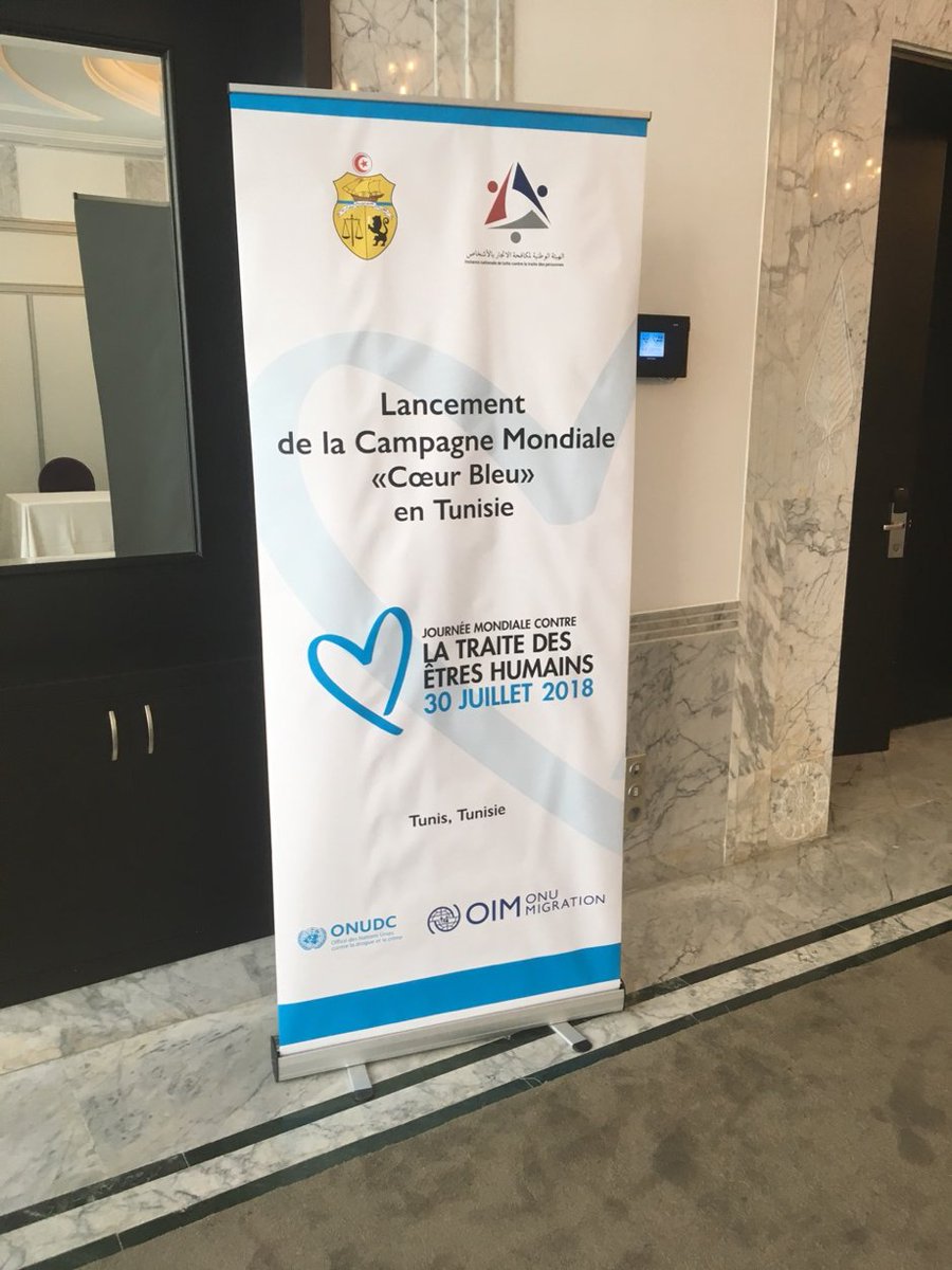 ENACT_Africa's tweet photo. Live from Tunis at the launch of @UNDOC’s #BlueHeartCampaign: “In Tunisia, 42% of #HumanTrafficking victims are women and 38% are children” https://t.co/Mh7zIIg9iz