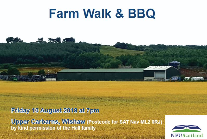 NFUStweets's tweet photo. Date for the diary - farm walk and BBQ at Upper Carbarns Farm, Netherton, Wishaw by kind permission of the Hall family on Friday 10 August at 7pm. All welcome.  If interested, please RSVP to the @NFUM_Stirling office on 01786 446585 by Tuesday 7 August 2018. https://t.co/g7D5gFNEZJ