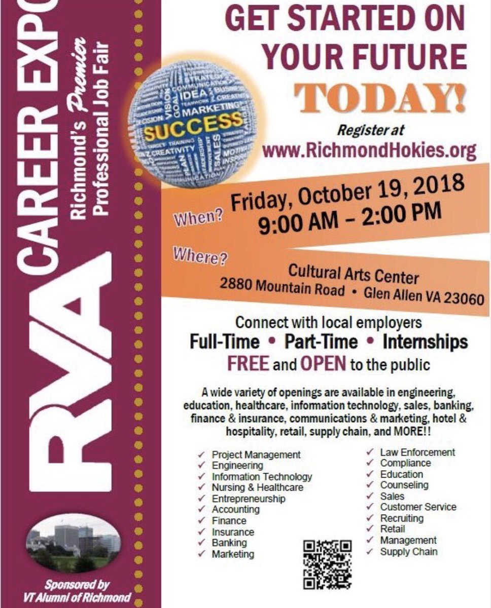 RVACareerExpo's tweet photo. Our next #RVACareerExpo is October 19th! #jobs #jobfair #jobhunt #recruiting #hiring #RVA #richmondhokies. Registration &amp; info at https://t.co/o2eDVtZjuF. https://t.co/txN2iIDsQr