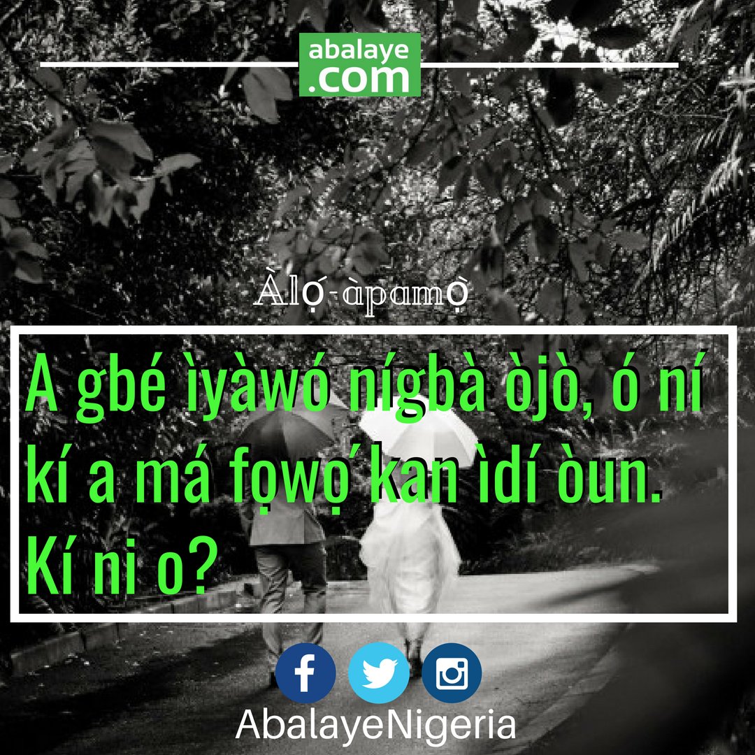 Abalayetv's tweet photo. 🤔🤔🤔🤔🤔🤔🤔🤔🤔🤔🤔🤔
 Can you try out this Yoruba Riddle? or Tag a friend that boast of the knowledge of Yoruba Riddle.
 .
 .
 .
 #TGIM #abalaye #yoruba #learn #teach #saveourculture #yorubariddle #riddle #kinio #abalayenigeria #MondayMotivation
 .
 .
@yoruba_proverbs https://t.co/Eii9G4Bqay