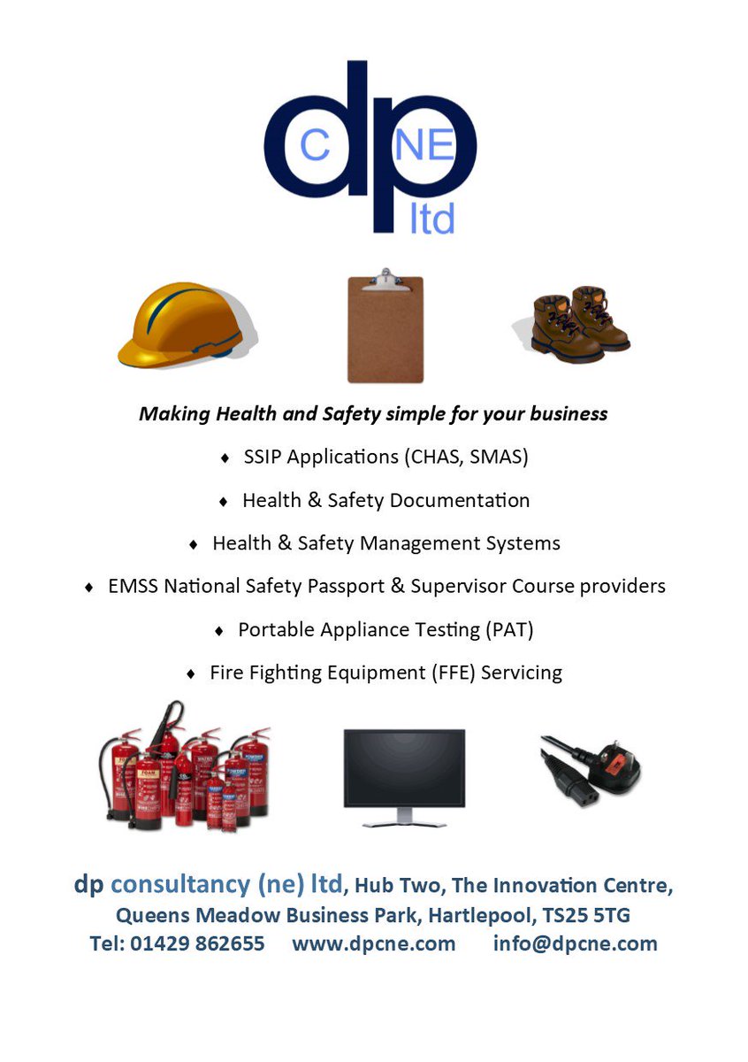 dp_consultancy's tweet photo. Hi everyone, hope you are well. Please see our Health &amp; Safety Services #NewcastleHour https://t.co/LNgLOzCpJy