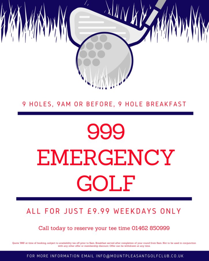 mountpleasantgc's tweet photo. Midweek 9 hole offer. Booking Essential by calling 01462 850999 

Only £9.99 before 9am for 9 holes &amp; includes a 9 hole breakfast
#earlybird #weekday #golf

@MidlandsGolfer @BedsCountyGolf @teamBEDS @golfnewsmag @ladieslovegolf1 @bedsgolfnetwork @BedsChamberInfo @golfers_uk https://t.co/K28XjbZnO3