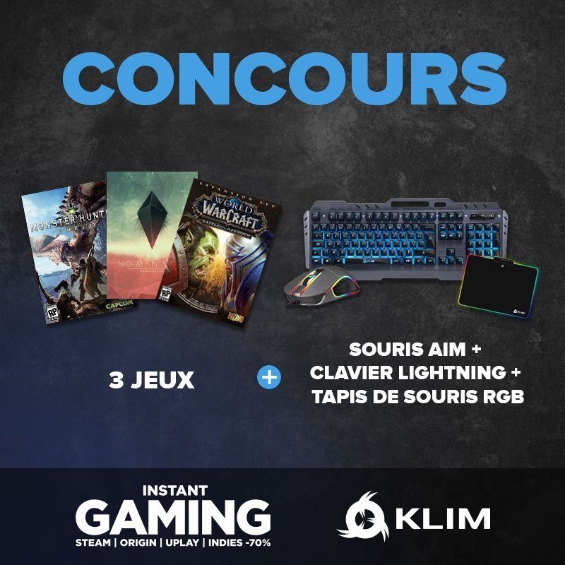 Tentez de gagner un pack #KLIM + 3 jeux grâce à notre concours avec <a href="/InstantGamingFR/">Instant Gaming</a> ! 🎁

Pour participer : 
🔁 RT
👉 Cliquez sur le lien : instant-gaming.com/fr/giveaway/KL…