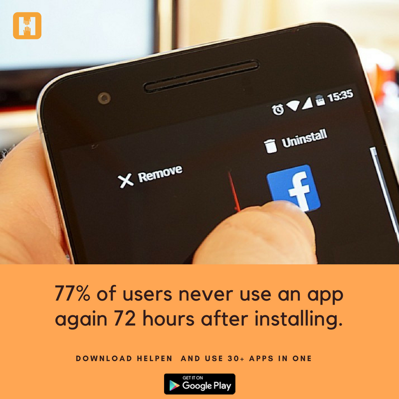helpenindia's tweet photo. An average app loses 77% of its users in the three days after they install it.
Download @helpenindia to use 30+ apps in one.
#SingleTapSeveralApps

#Pizza #AllInOne #fashionblogger #MemorySaver #OutOfMemory #Helpen #AppOfTheDay #TechCrunch #TwitterFacts #FactOfTheDay https://t.co/0aXgeBncGV