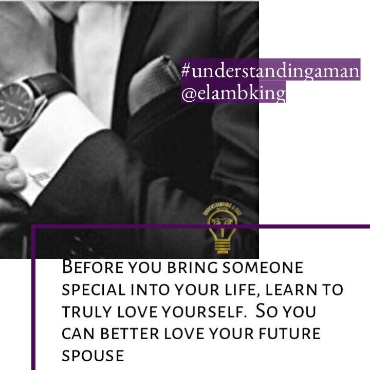 elambking's tweet photo. Before you bring someone special into your life, learn to truly love yourself. So you can better love your future spouse. #love #life #truth
#UnderstandingAMan π‘
#relationshipadvice #abetteryou
#goals #marriagetips #aguysperspective #bookclubs #Blacklove #author #tools #guide https://t.co/mEhbphtZFp