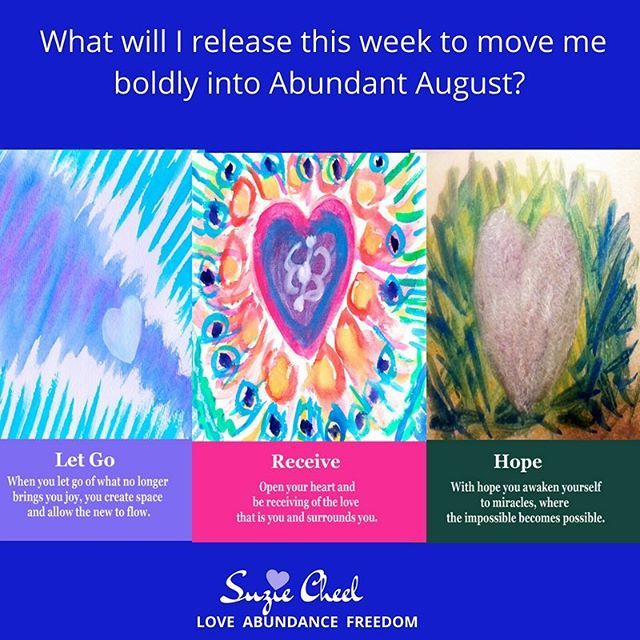 SuzieCheel's tweet image. Heart Whisper Reading  for the week July 30th. 
The question I asked  was what do we need to let go of to me ready to move into August with abundance.
What will you let go of that will have you boldly steeping into August? 
#dailyoraclereading
#abundance… bit.ly/2vexaBN