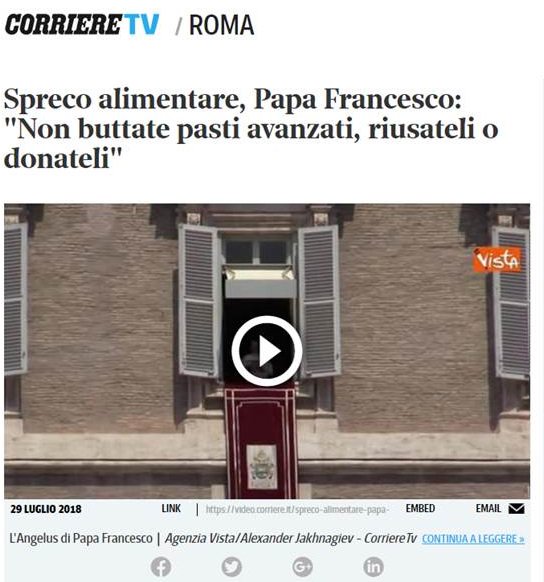 nonsprecoperche's tweet photo. Ieri, durante l'#Angelus @Pontifex_it ha voluto ribadire il suo consiglio contro lo #sprecoalimentare : "Non buttate pasti avanzati, riusateli o donateli" 👉 🎞️https://t.co/b7ulDjY2uv https://t.co/RUkrfIyHeI