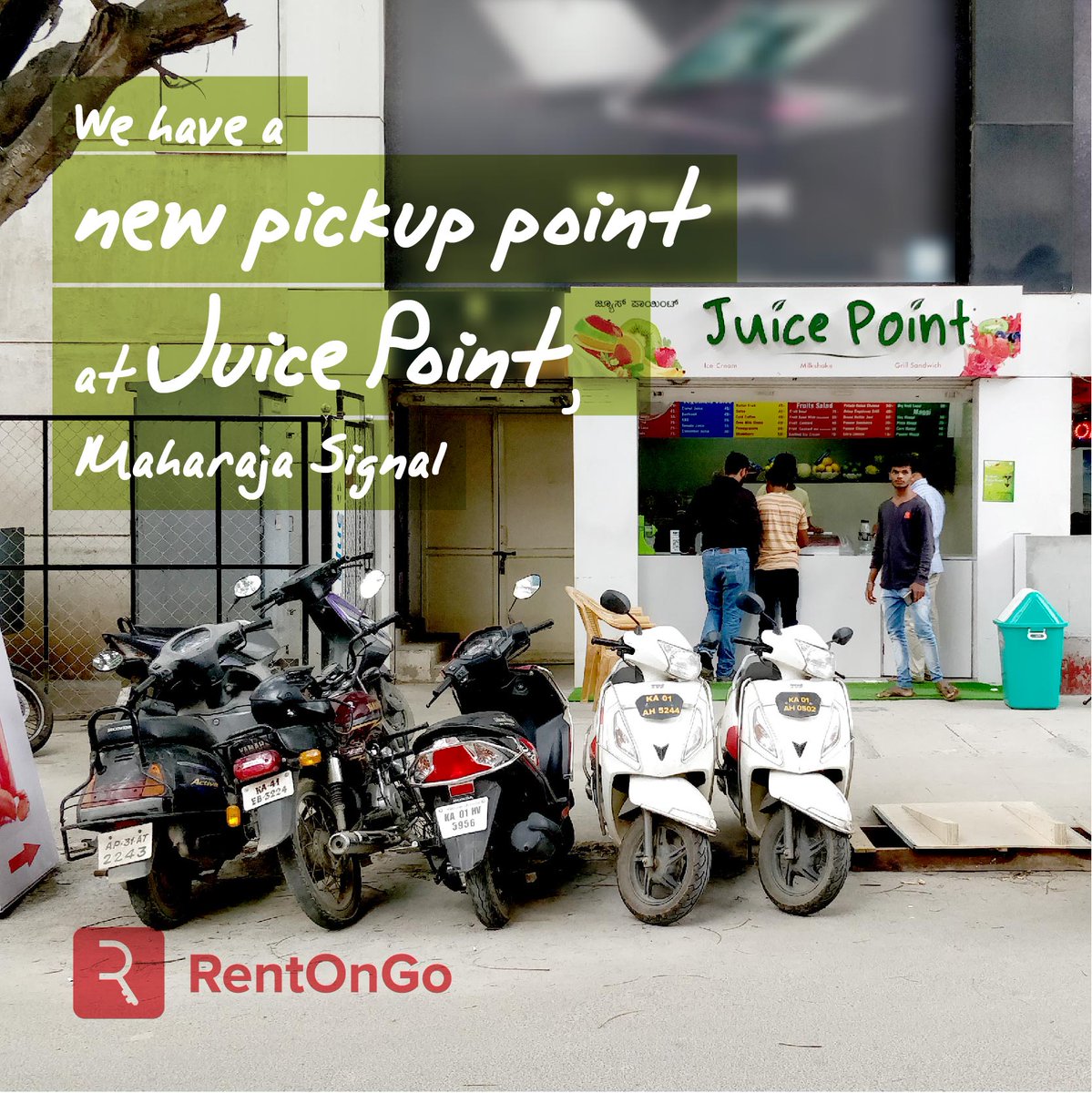 rentongo's tweet photo. RentOnGo reaches closer to you ! Launching our new location at Maharaja Signal, Kormangala. 
#RentOnGo #Commute #Expansion #NewLocation #RideFree https://t.co/ZJLtgTO5qu