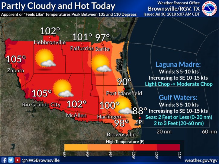 NWS Brownsville on Twitter "Deep south Texas will be hot again today