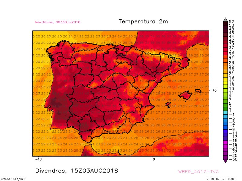 Si aneu a l’oest d’Andalusia o sud de Portugal a partir de divendres... la temperatura pot fregar els 50 graus.  PRECAUCIÓ! #324eltemps