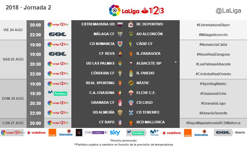 Ya hay horarios para la 2 de Segunda División - AS.com