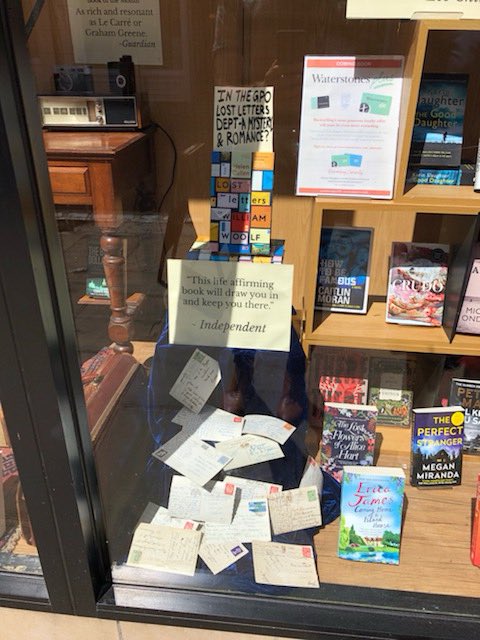 wordsofhelen's tweet photo. The sun is still shining in beautiful #Canterbury where we love to stop en route to Broadstairs. Such a delight to visit @WaterstonesRose today and discover this gorgeous #LostLetters window display, sit in #thereadingchair and sign books. Thanks so much to Martin, Ruth & all! https://t.co/Pd0UK0qtvW