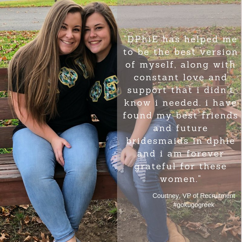 dphiekutztown's tweet photo. Just another shoutout featuring the rest of our beautiful Leadership Team, including Abbey, Courtney, Mandy & Jess. Stay tuned for more of our Why DPhiE Wednesday series to meet even more of our sisters. #gokugogreek https://t.co/ALgKpUGGkG