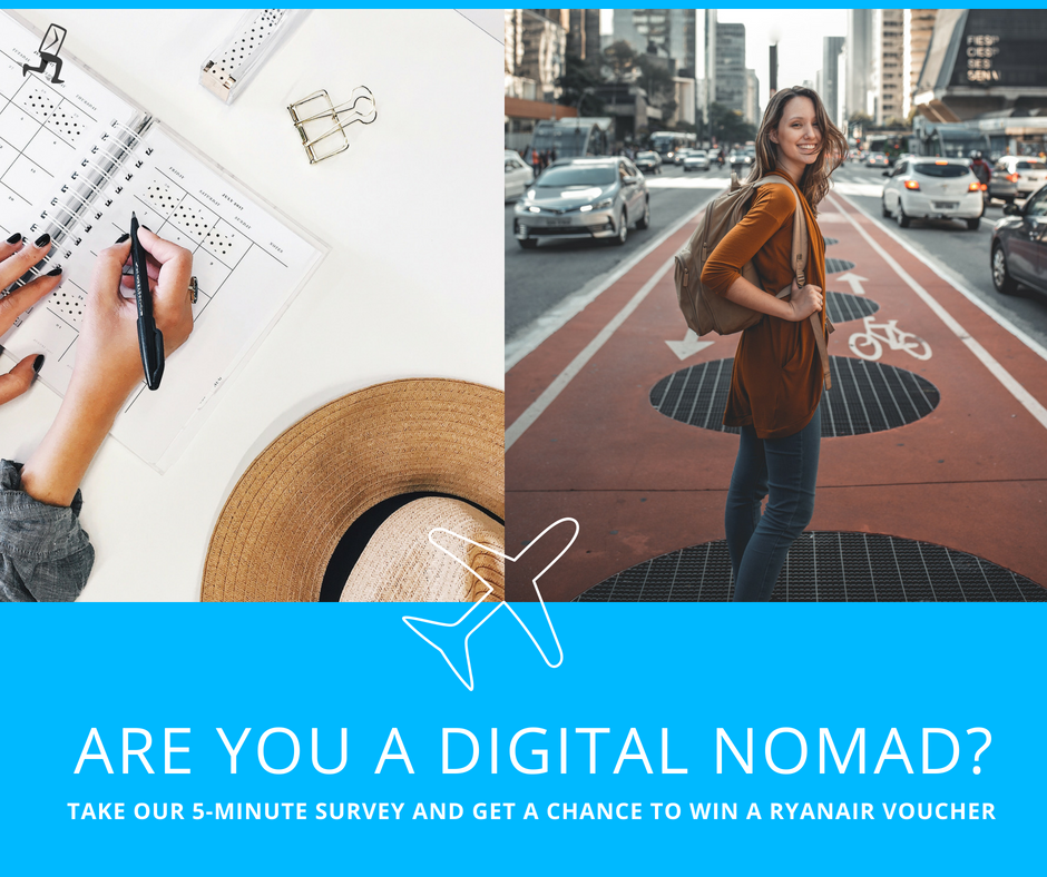 Newsletter2GoIT's tweet photo. Sei un #Nomadidigitale o vorresti diventarlo? Partecipa a questo sondaggio e vinci un voucher Ryanair da 100 Euro https://t.co/1HI6ahIibv #lavorodaremoto #digitalnomads #remotework #Nomadidigitali https://t.co/gTqizFwoGP