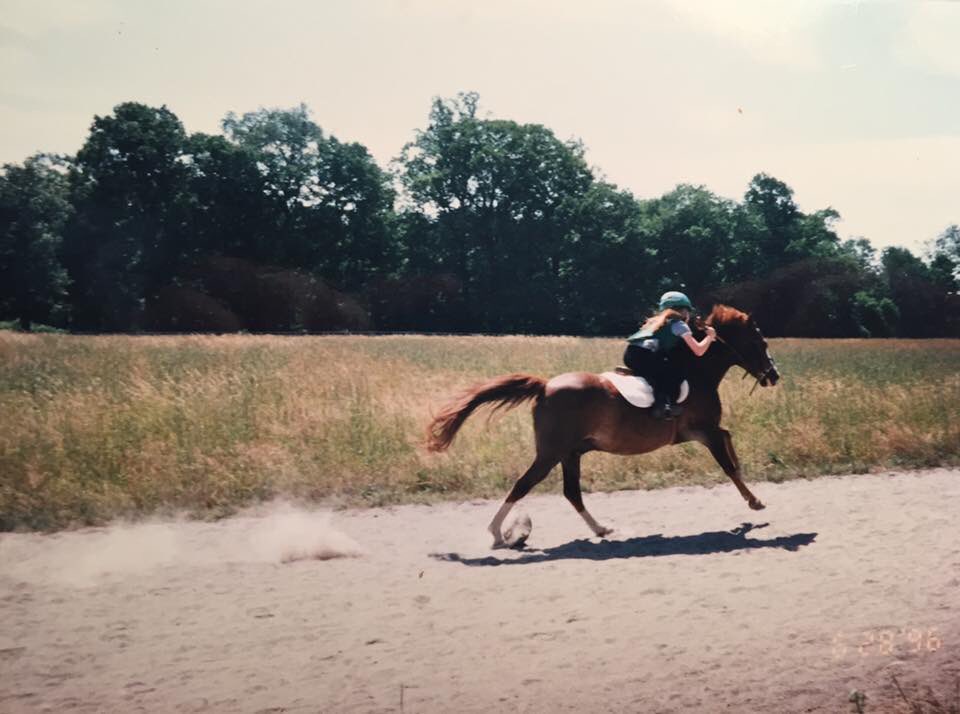 8 yrs old, breezing my 12h pony #ponyracer #whereitallstarted #bestmemories